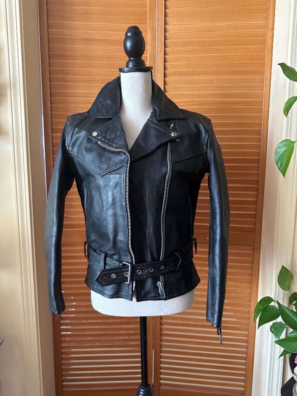 1980's Leather MOTORCYCLE JACKET Punk Vintage BiKER Ramones HUDSON Leather
